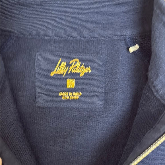 Lilly Pulitzer Navy Sweatshirt with Gold Zipper - Picture 3 of 7